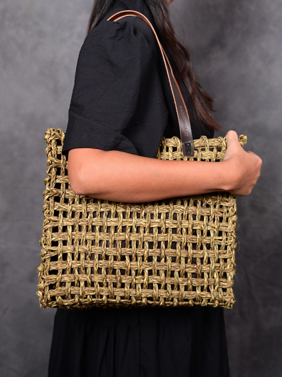 Handmade Sabai Grass Large Mesh Tote Bag - Avocado