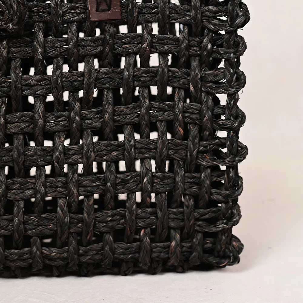 Handmade Sabai Grass Small Mesh Bag - Black