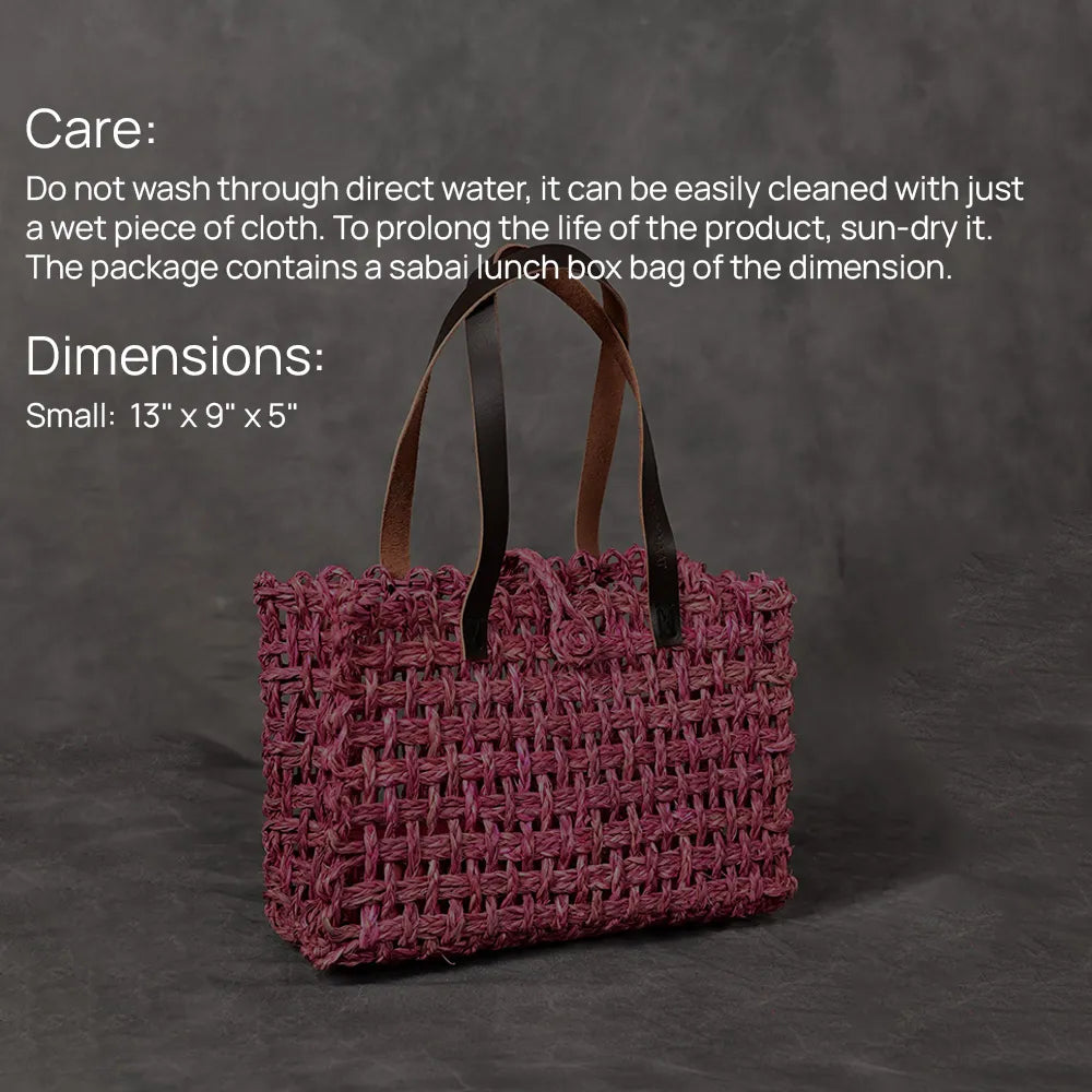 Handmade Sabai Grass Small Mesh Bag - Pink