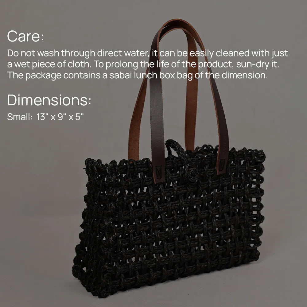 Handmade Sabai Grass Small Mesh Bag - Black