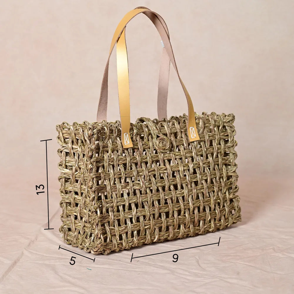 Handmade Sabai Zari Small Mesh Bag