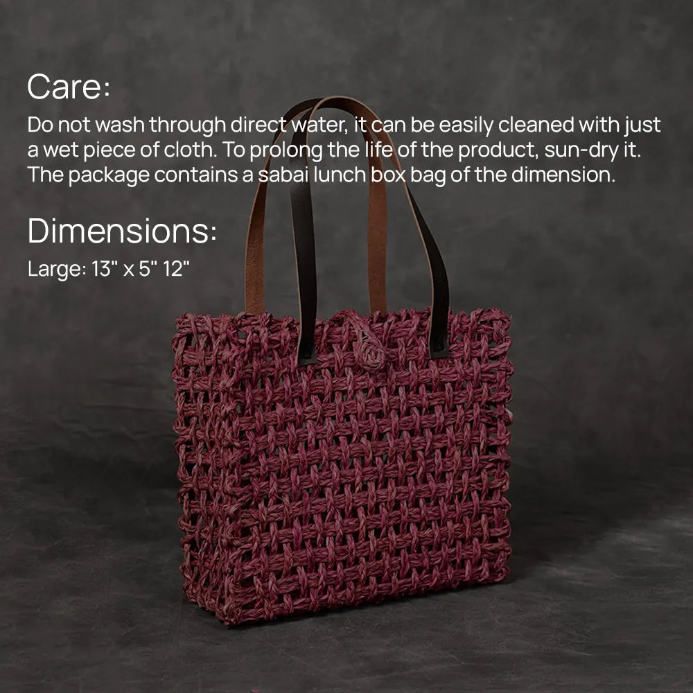 Handmade Sabai Grass Large Mesh Bag - Pink