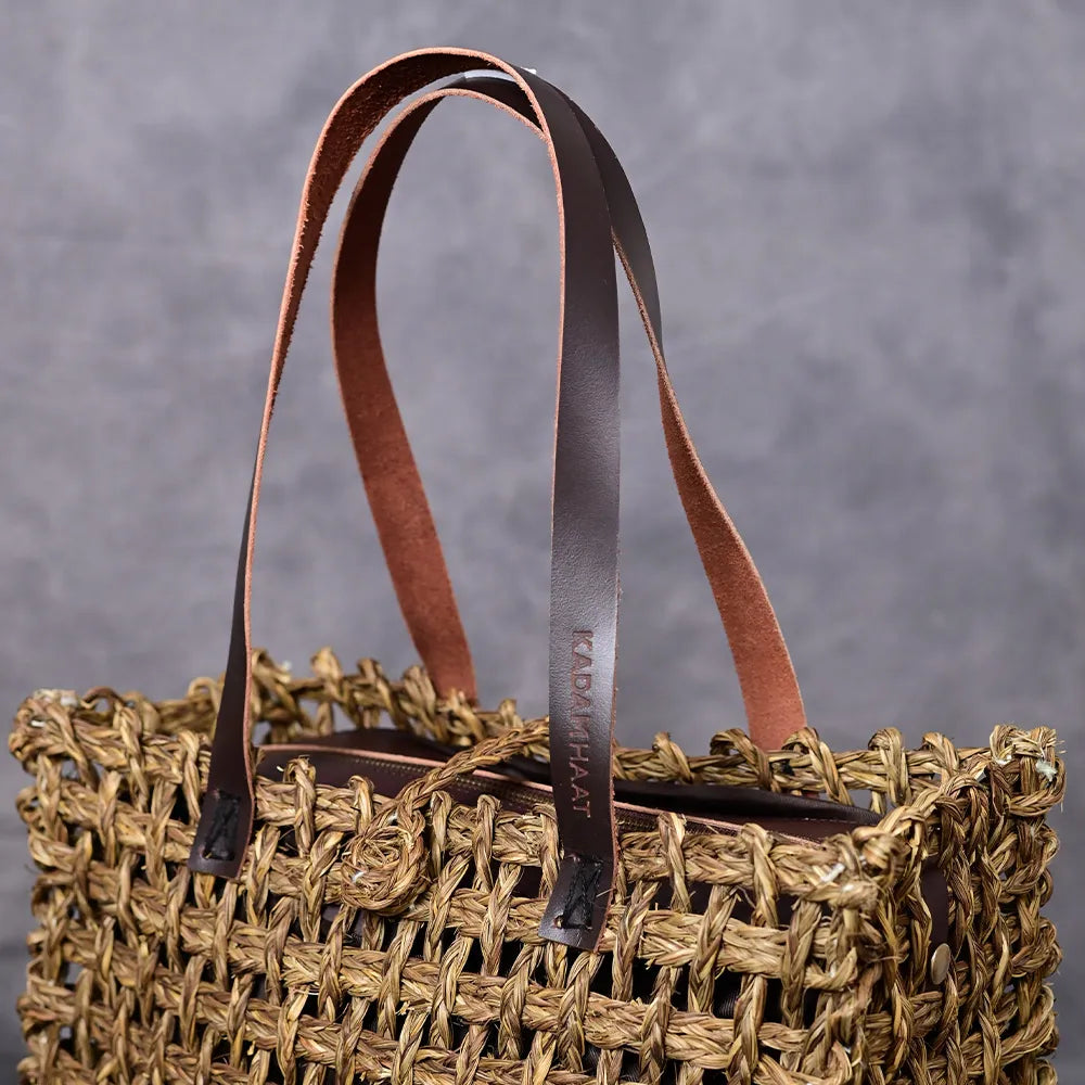 Handmade Sabai Grass Large Mesh Bag - Avocado