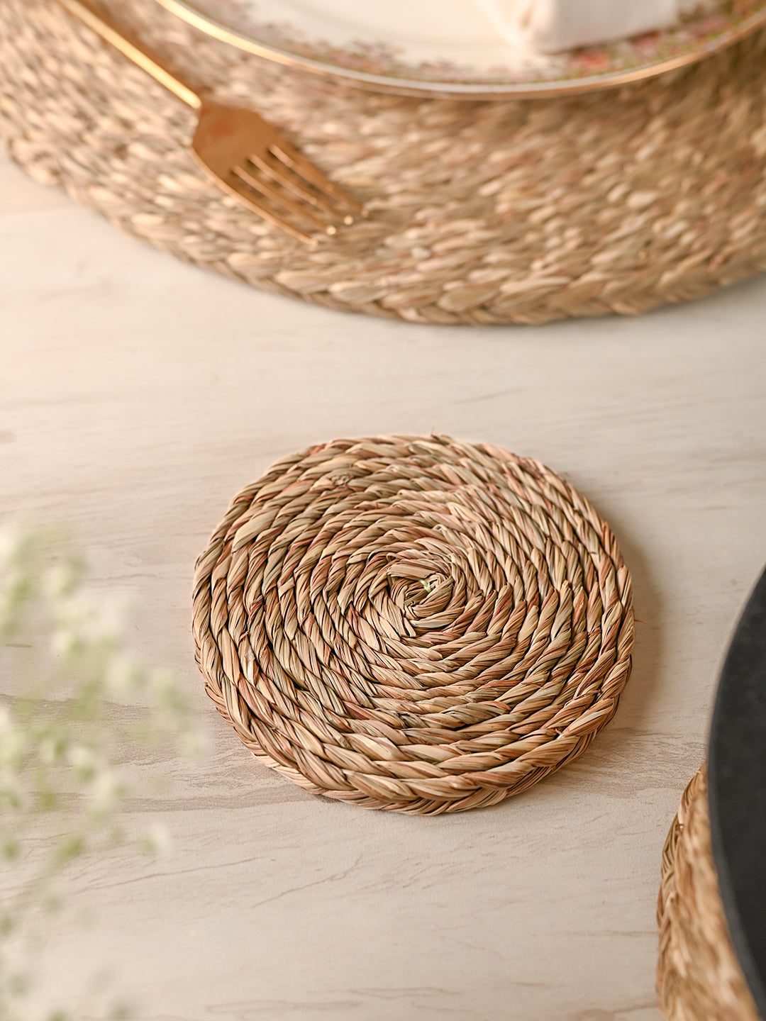 Handmade Sabai Grass Coasters- Set of 4