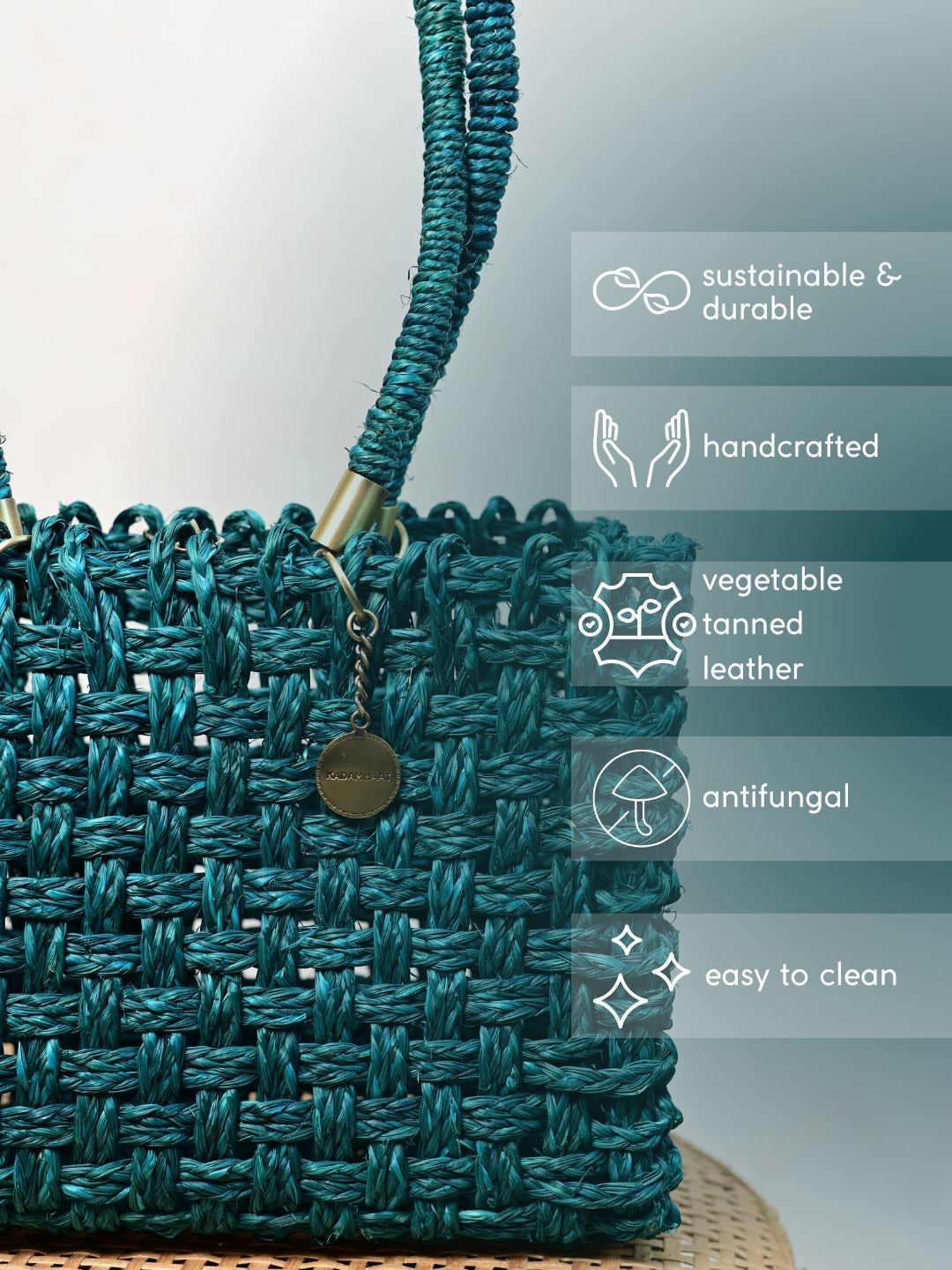 Vegan handmade sabai grass bag - indigo