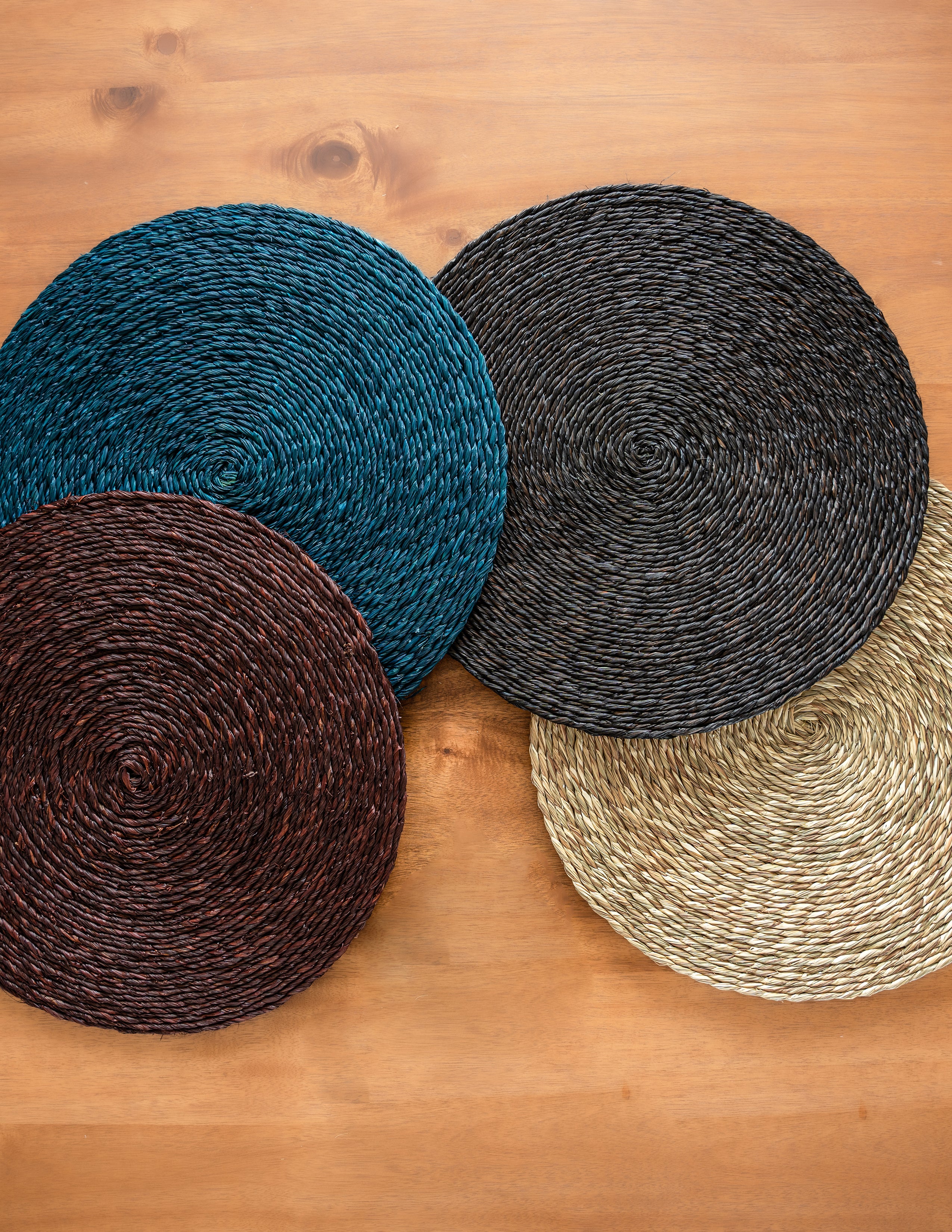 Handmade Sabai Grass Round Mats- Set of 4