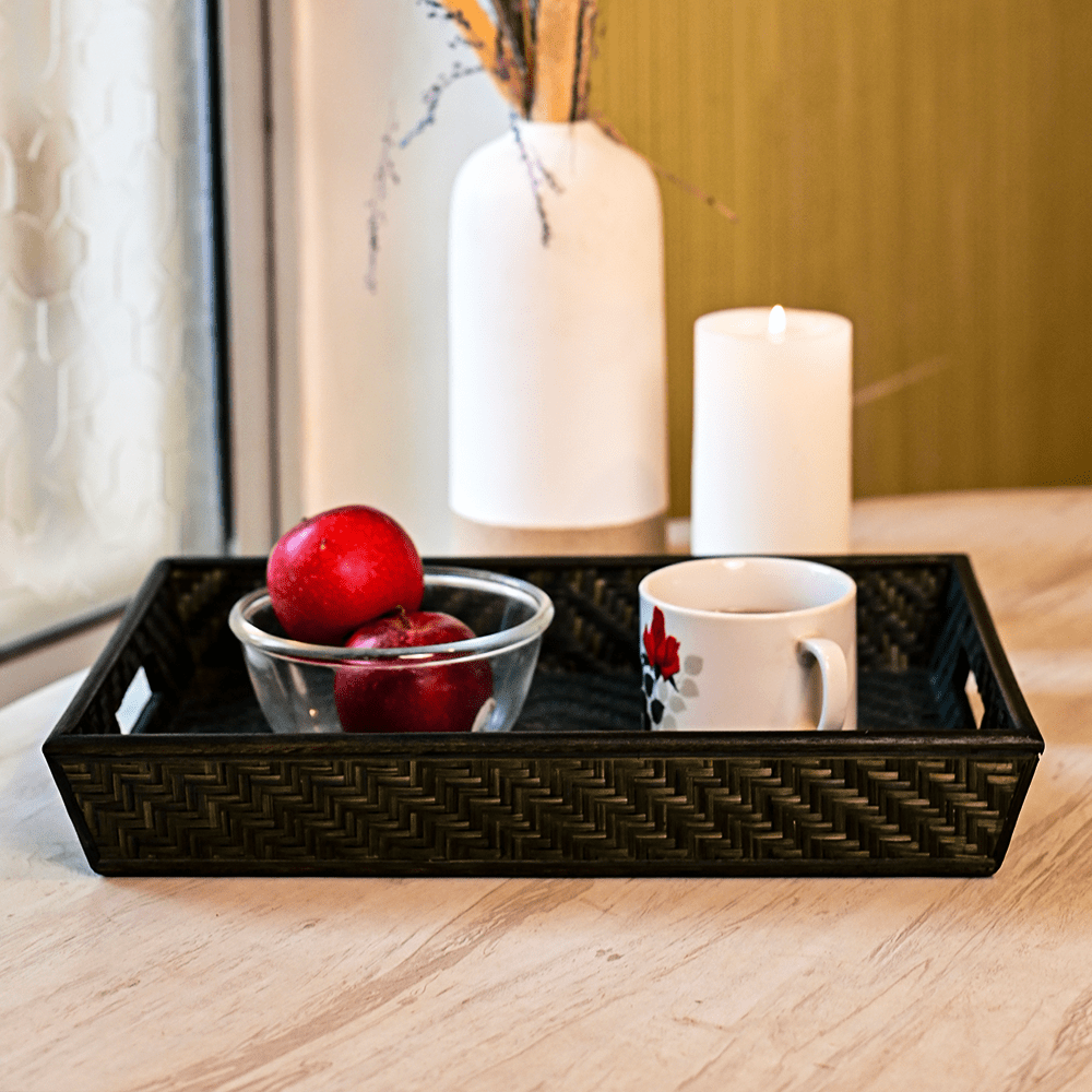 Bamboo Serving tray - Black | Handmade Tea Tray | Kadam Haat - Kadam Haat
