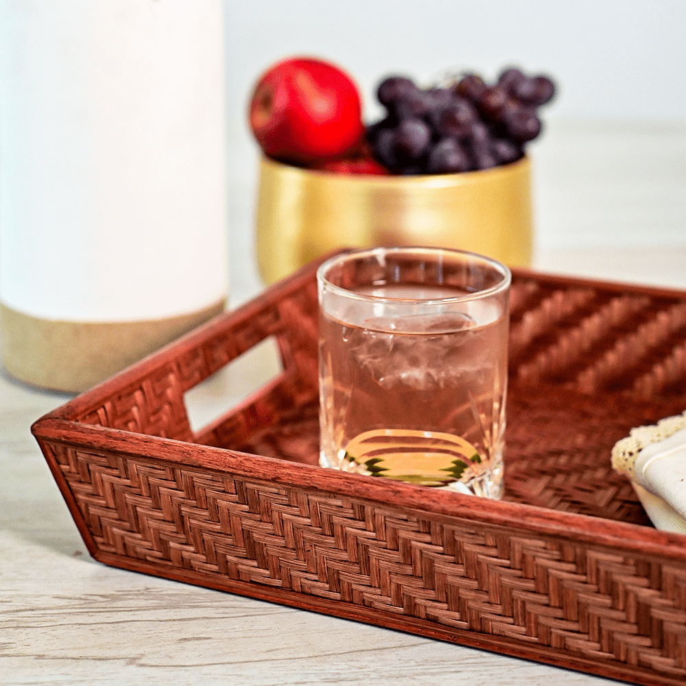 Bamboo Serving tray - Brown | Handmade Tea Tray | Kadam Haat - Kadam Haat