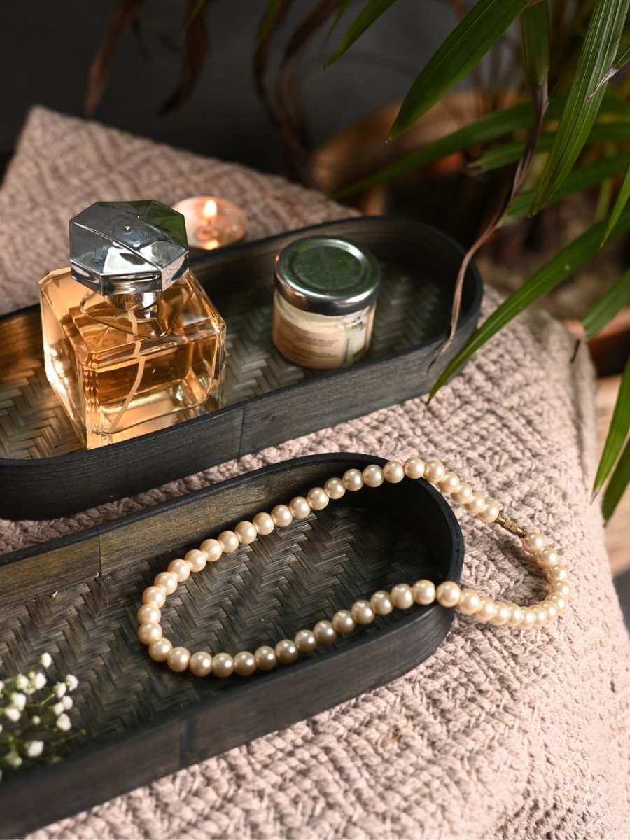 Handmade Bamboo Bedside Tray - Black - Kadam Haat