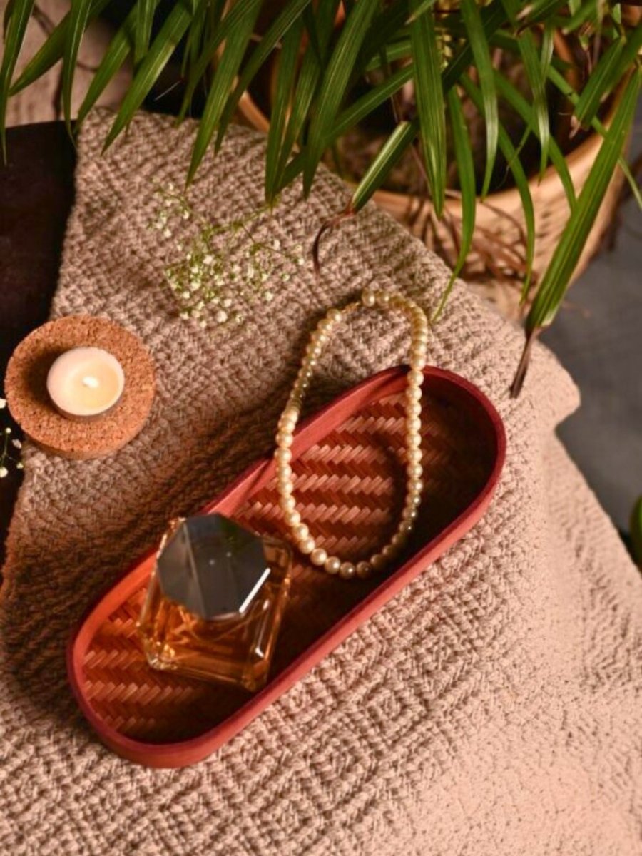 Handmade Bamboo Bedside Tray - Brown - Kadam Haat
