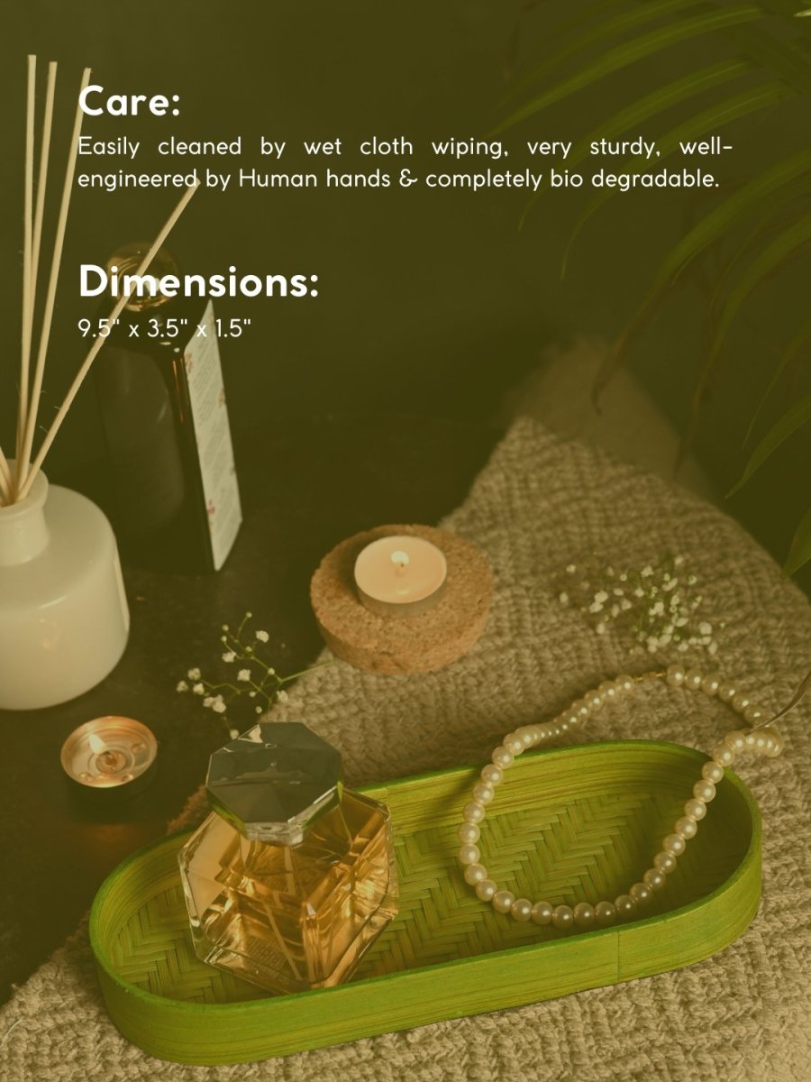 Handmade Bamboo Bedside Tray - Green - Kadam Haat