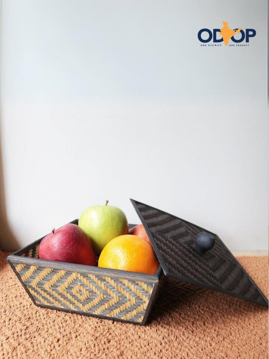 Handmade Bamboo Fruit Basket With Lid - Kadam Haat