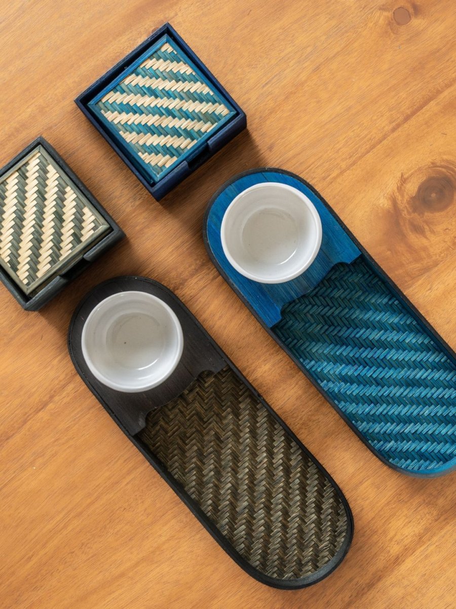 Handmade Bamboo Olive Tray Platter - Serves 6 - Kadam Haat