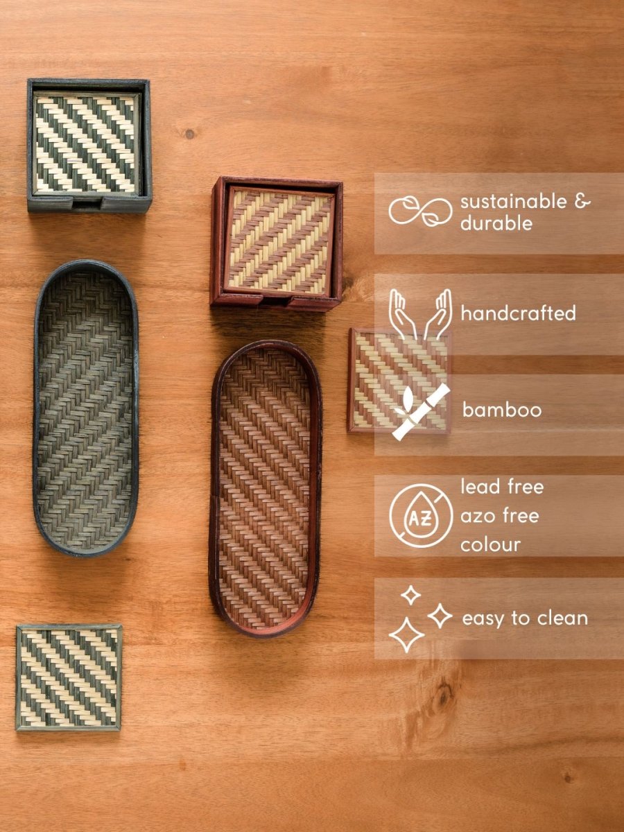 Handmade Bamboo Olive Tray Platter - Serves 6 - Kadam Haat