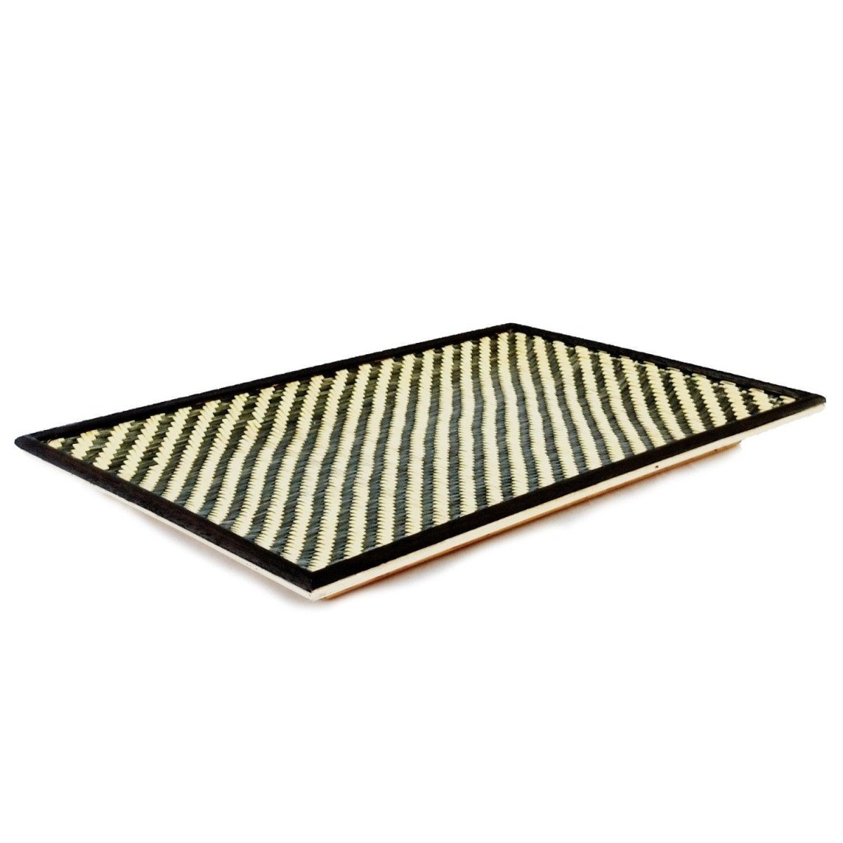 Handmade Bamboo Serving Tray - Black & Natural - Kadam Haat