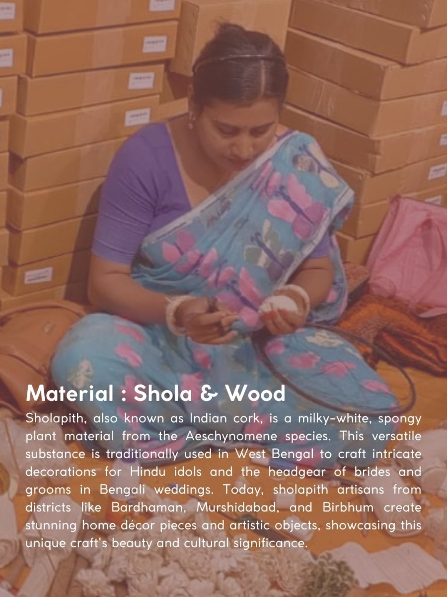 Handmade Chevron Shola Platter - Large - Kadam Haat