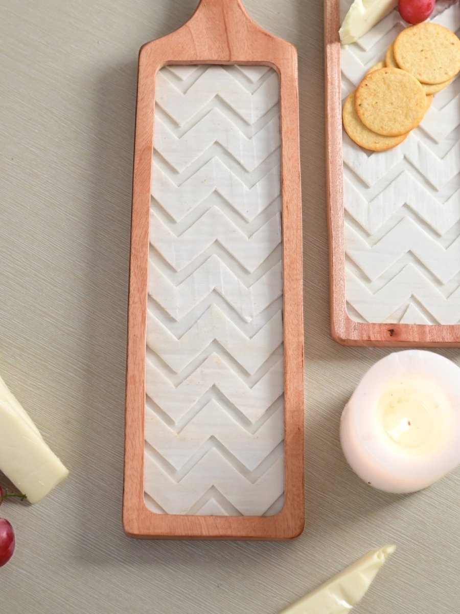 Handmade Chevron Shola Platter - Large - Kadam Haat