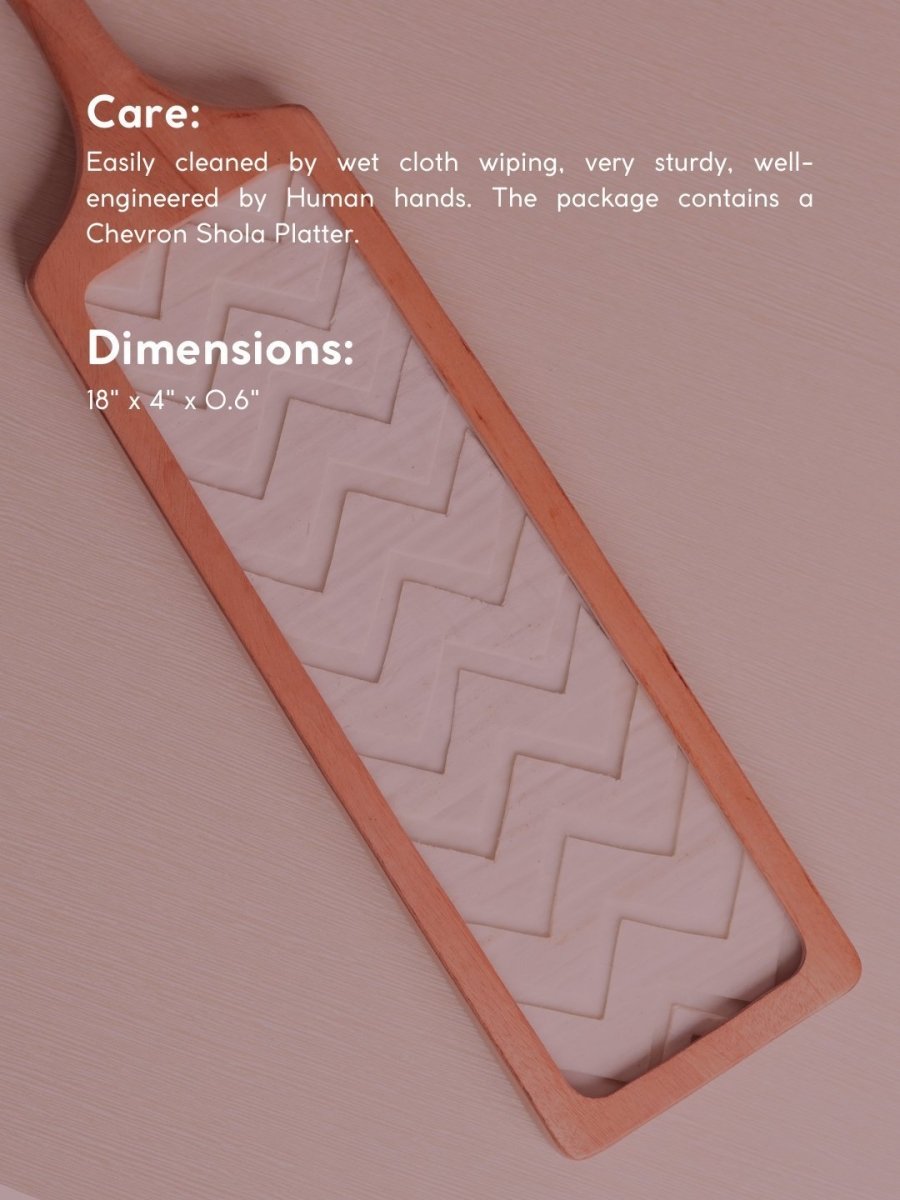 Handmade Chevron Shola Platter - Large - Kadam Haat