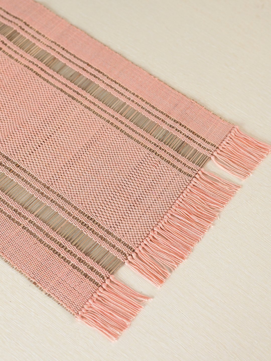 Handmade Madhurkatti Table Runner - Peach - Kadam Haat