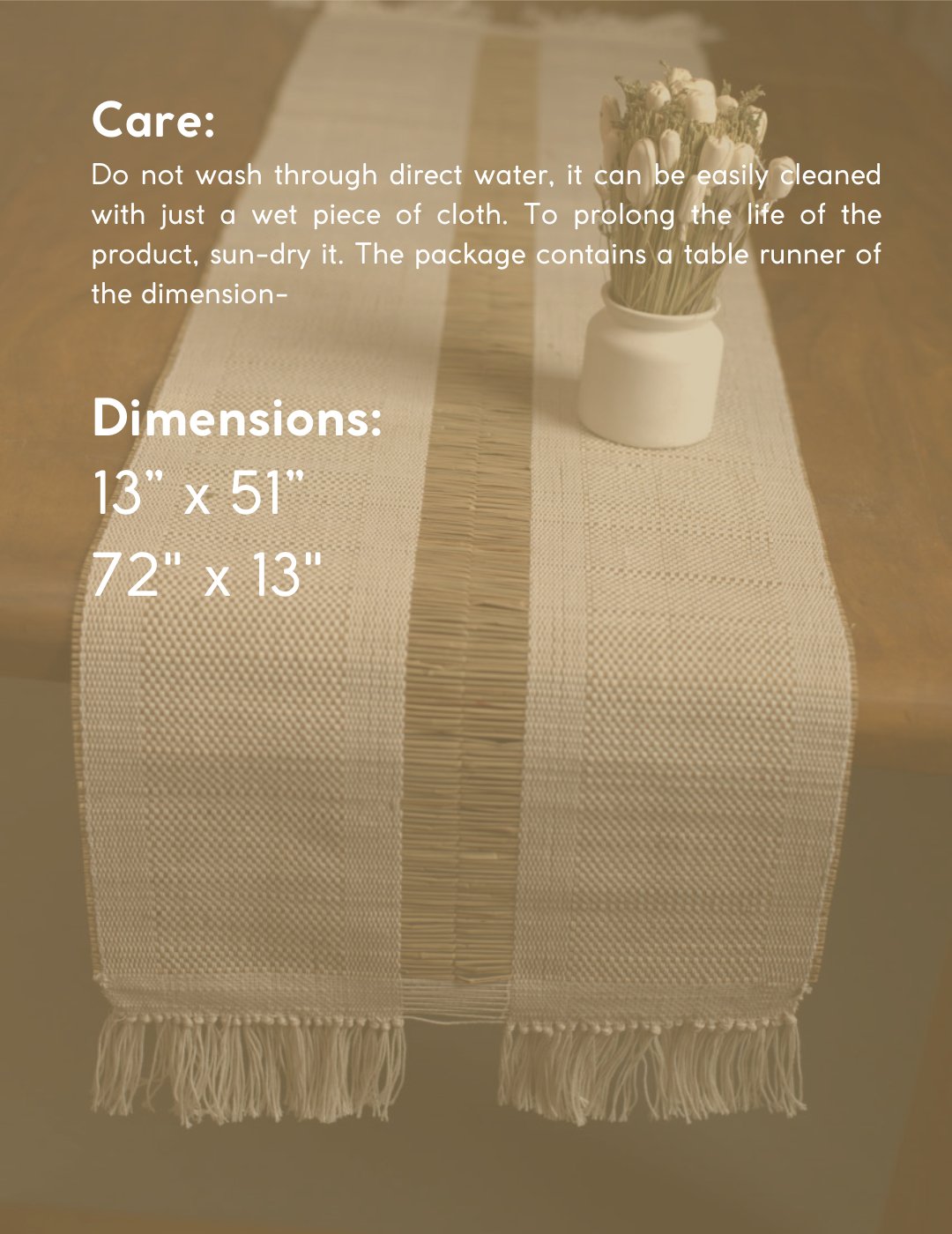 Handmade Madhurkatti Table Runner - White - Kadam Haat