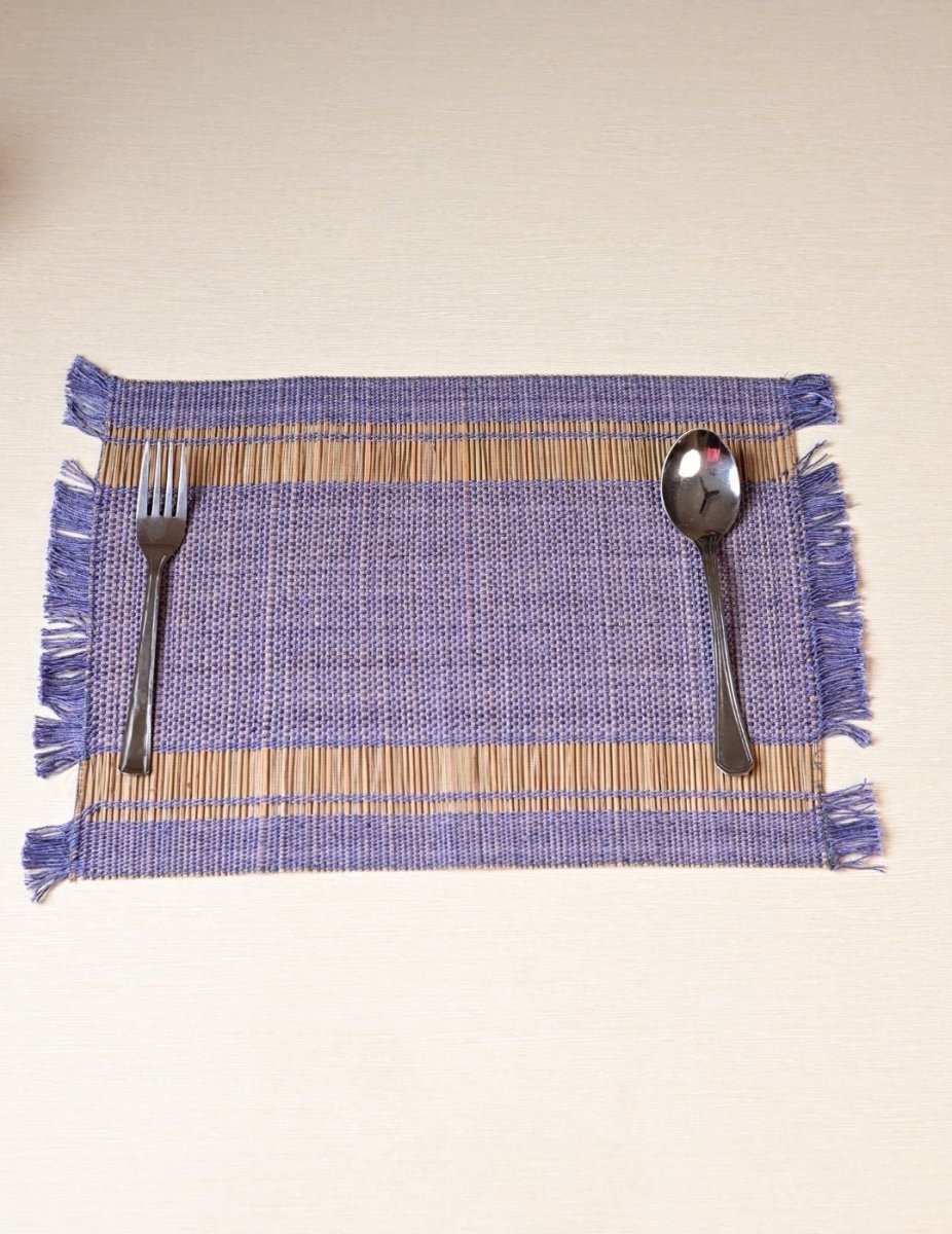 Handmade Madurkathi Table Mat - Blueberry - Kadam Haat