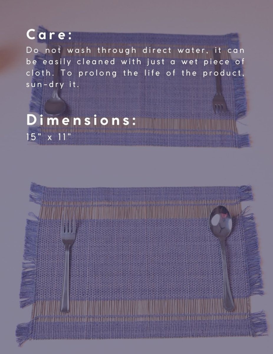 Handmade Madurkathi Table Mat - Blueberry - Kadam Haat