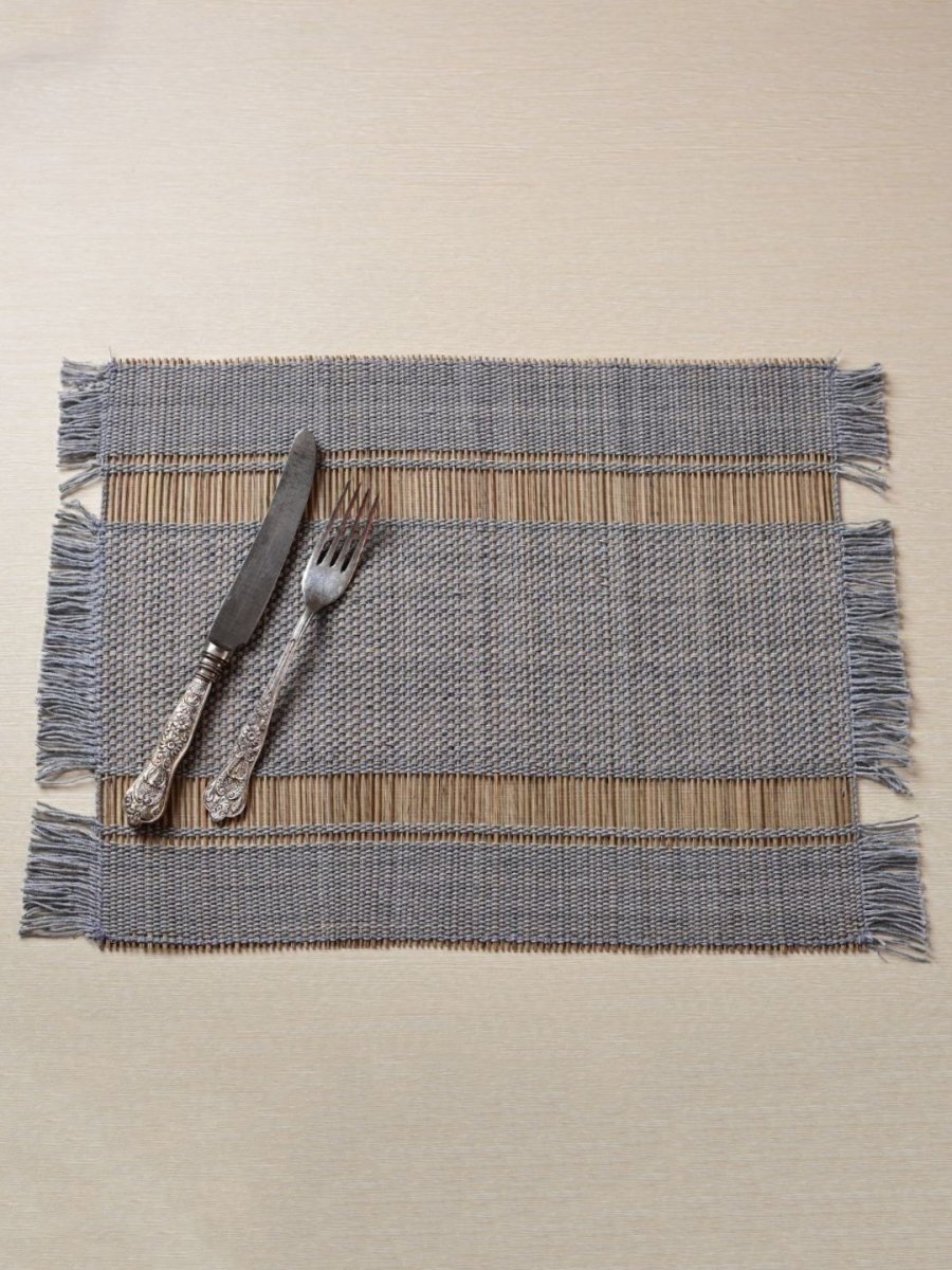 Handmade Madurkathi Table Mat - Grey - Kadam Haat