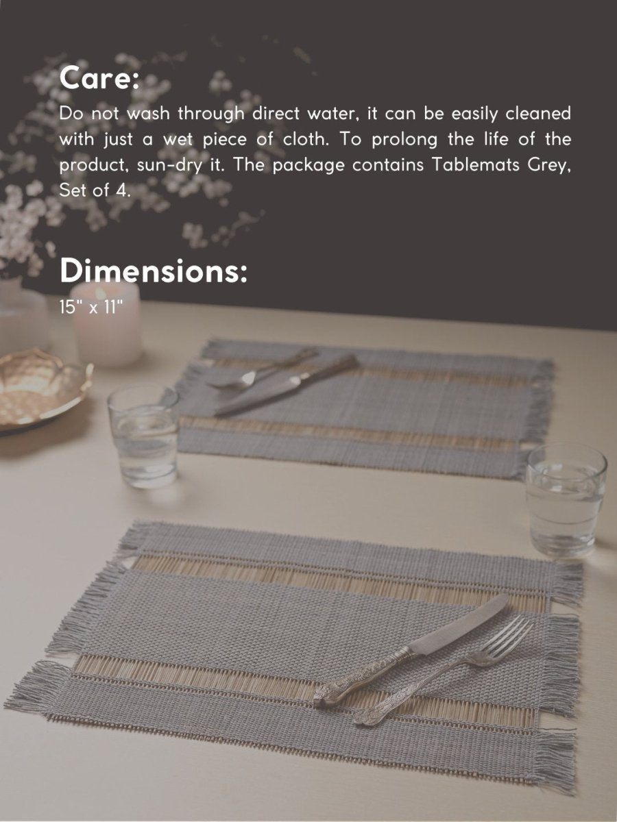Handmade Madurkathi Table Mat - Grey - Kadam Haat