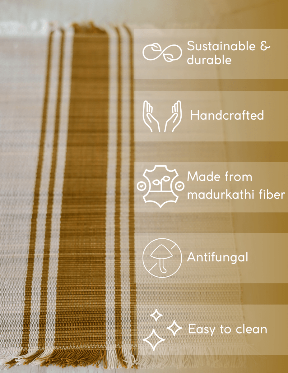 Handmade Madurkathi Table Mat - Mustard - Kadam Haat
