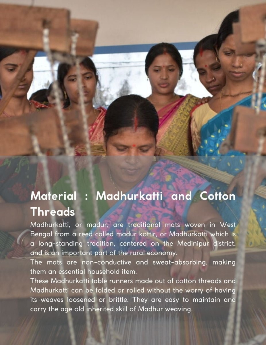 Handmade Madurkathi Table Mat - Sage Green - Kadam Haat
