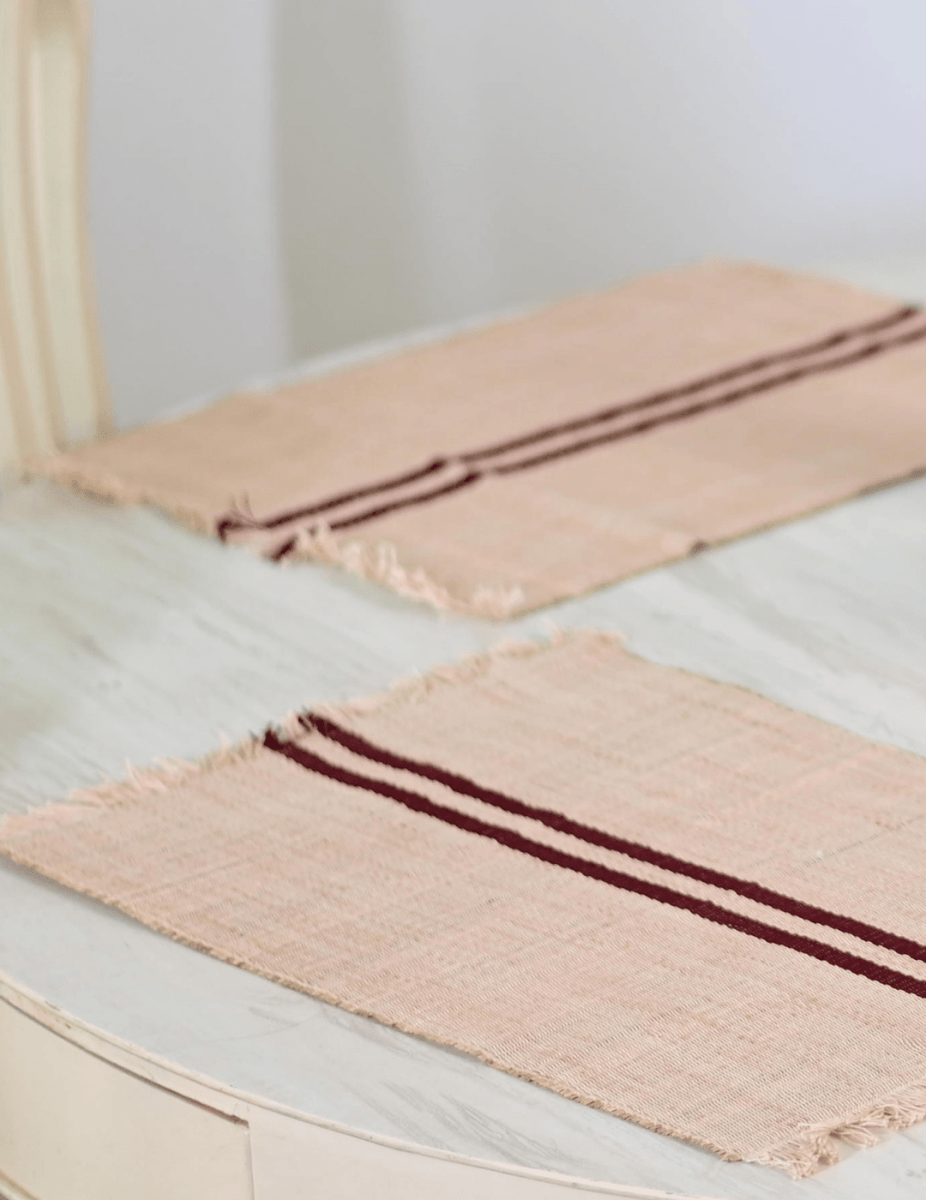 Handmade Madurkathi Table Mat - Vintage Loom stripe - Kadam Haat