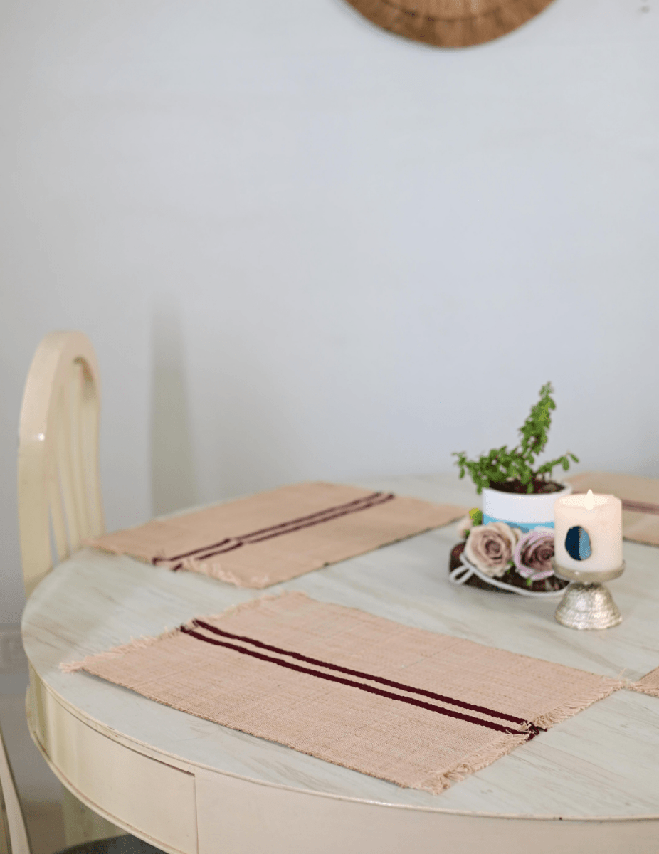 Handmade Madurkathi Table Mat - Vintage Loom stripe - Kadam Haat