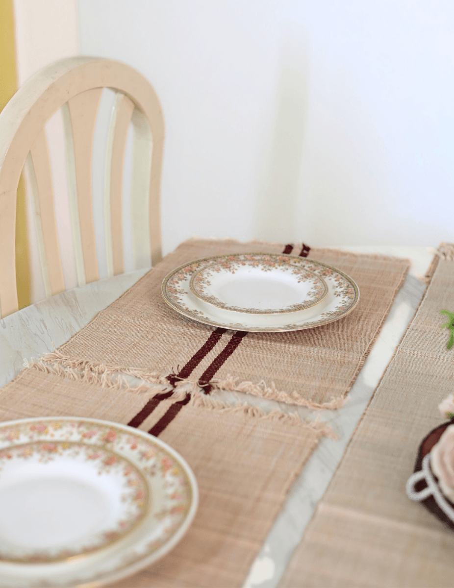 Handmade Madurkathi Table Mat - Vintage Loom stripe - Kadam Haat