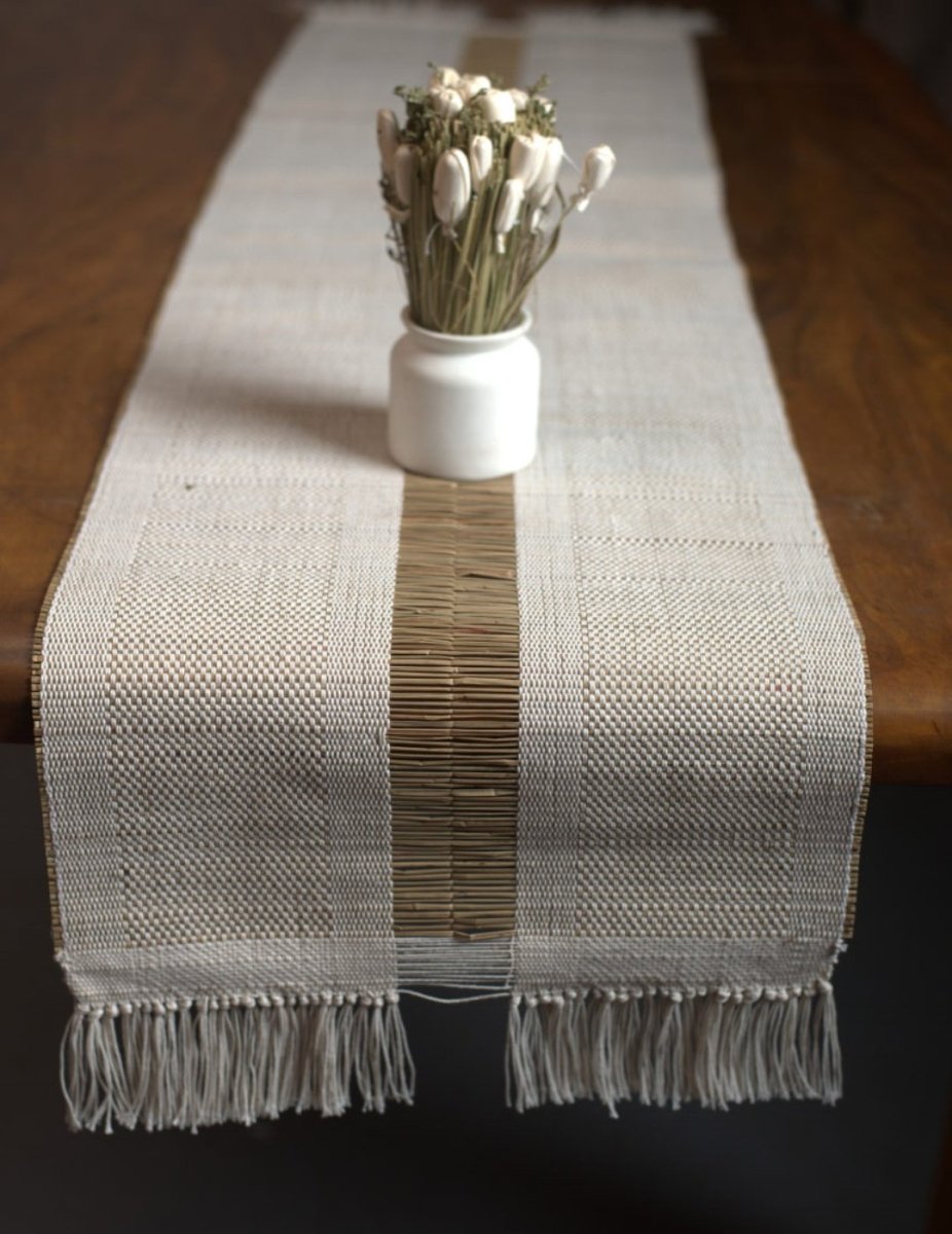 Handmade Madurkathi Table Runner - Large 72'' - Kadam Haat