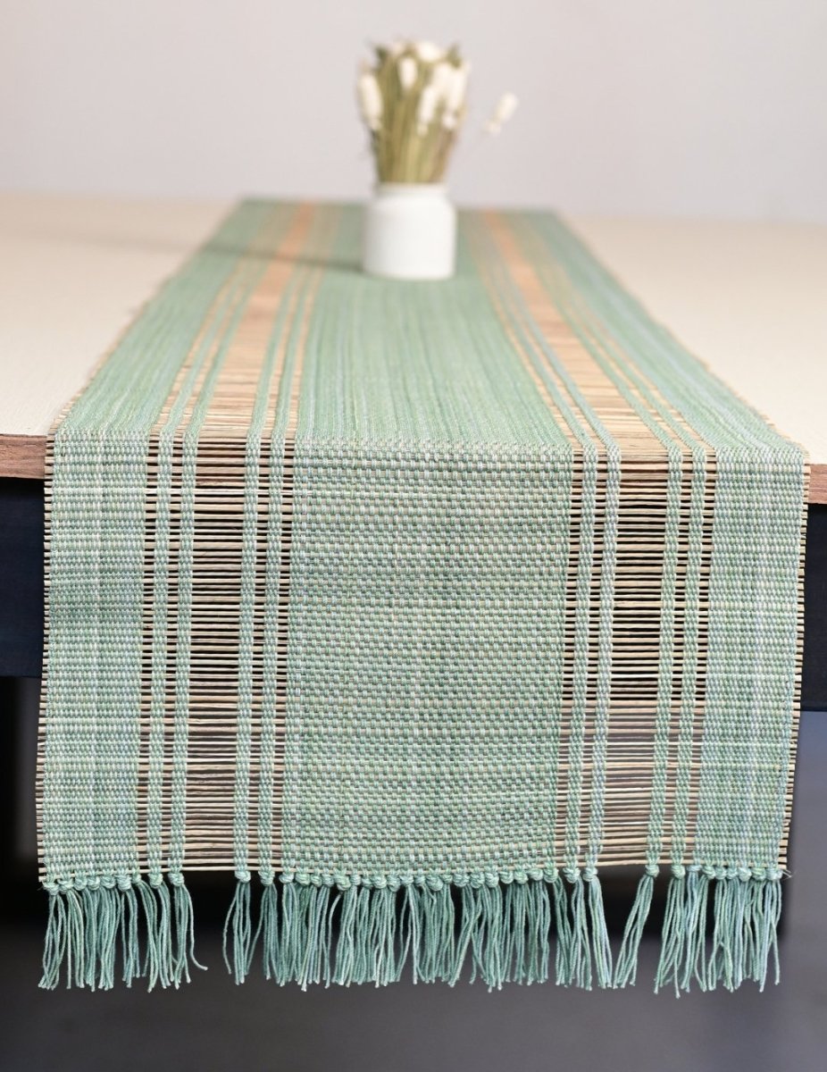 Handmade Madurkathi Table Runner - Large 72'' - Kadam Haat