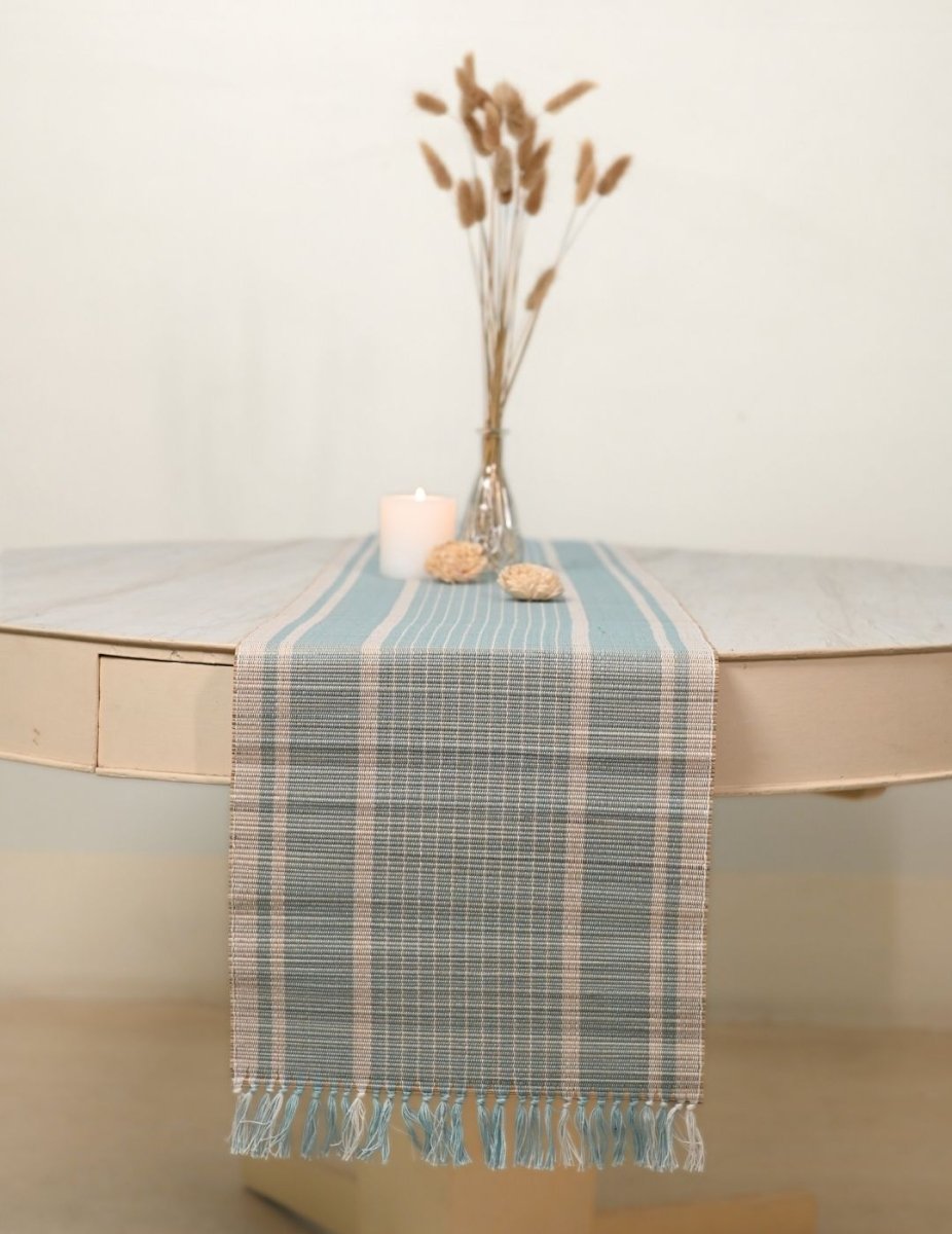 Handmade Madurkathi Table Runner - Morning Sage - Kadam Haat