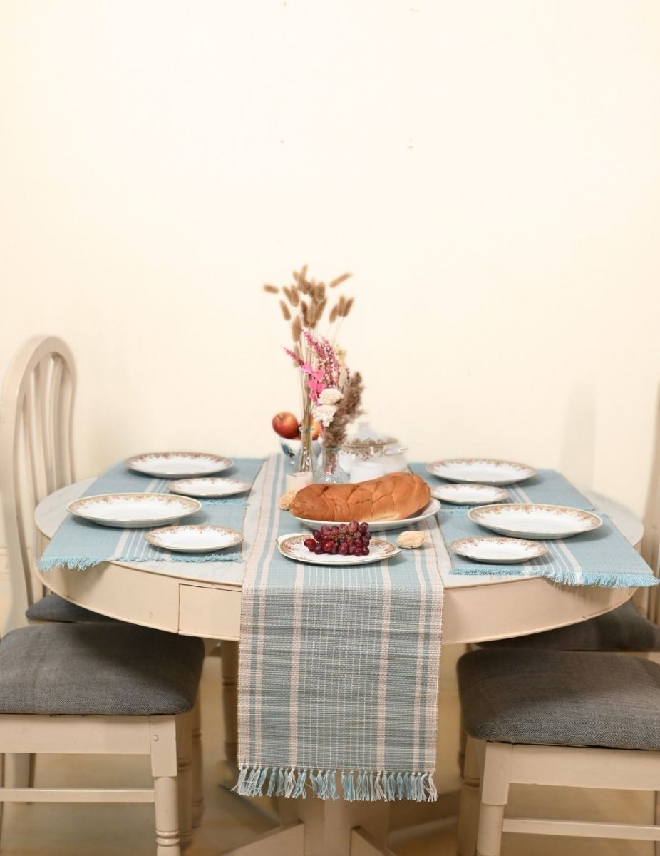 Handmade Madurkathi Table Runner - Morning Sage - Kadam Haat