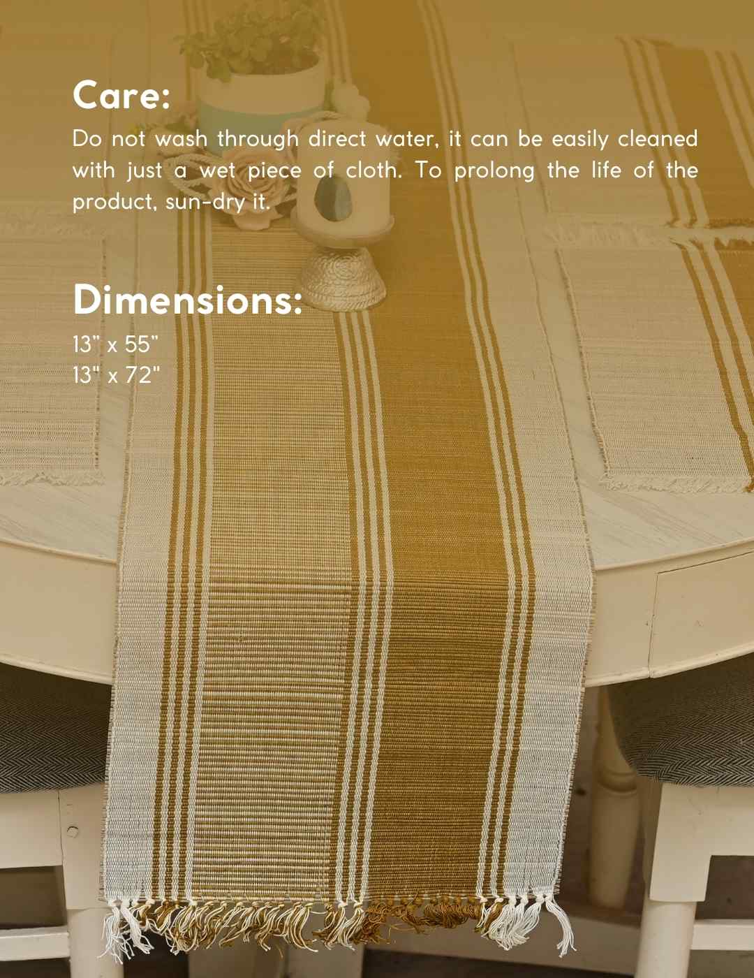 Handmade Madurkathi Table Runner - Mustard - Kadam Haat