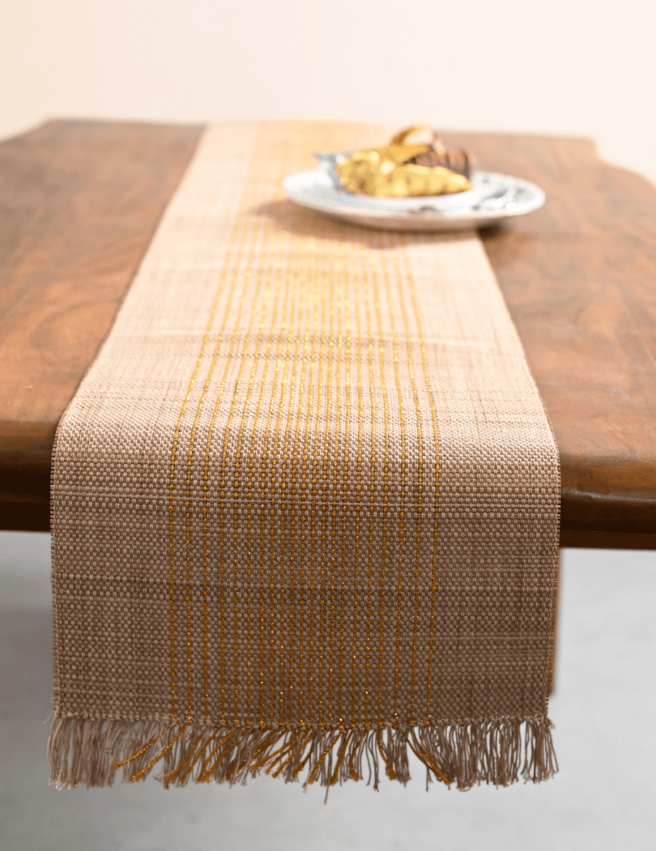 Handmade Madurkathi Table Runner with Zari - Kadam Haat