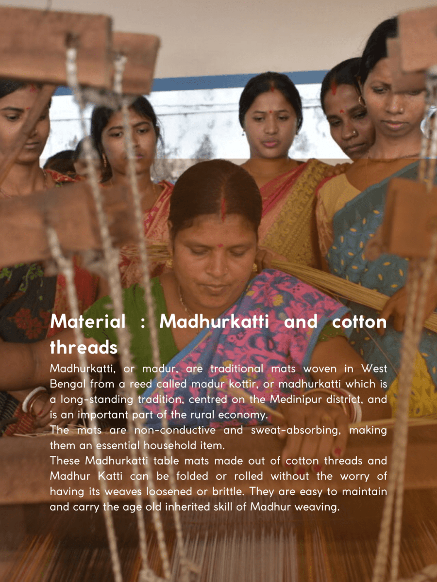 Handmade Madurkathi Tablemat - Zari - Kadam Haat