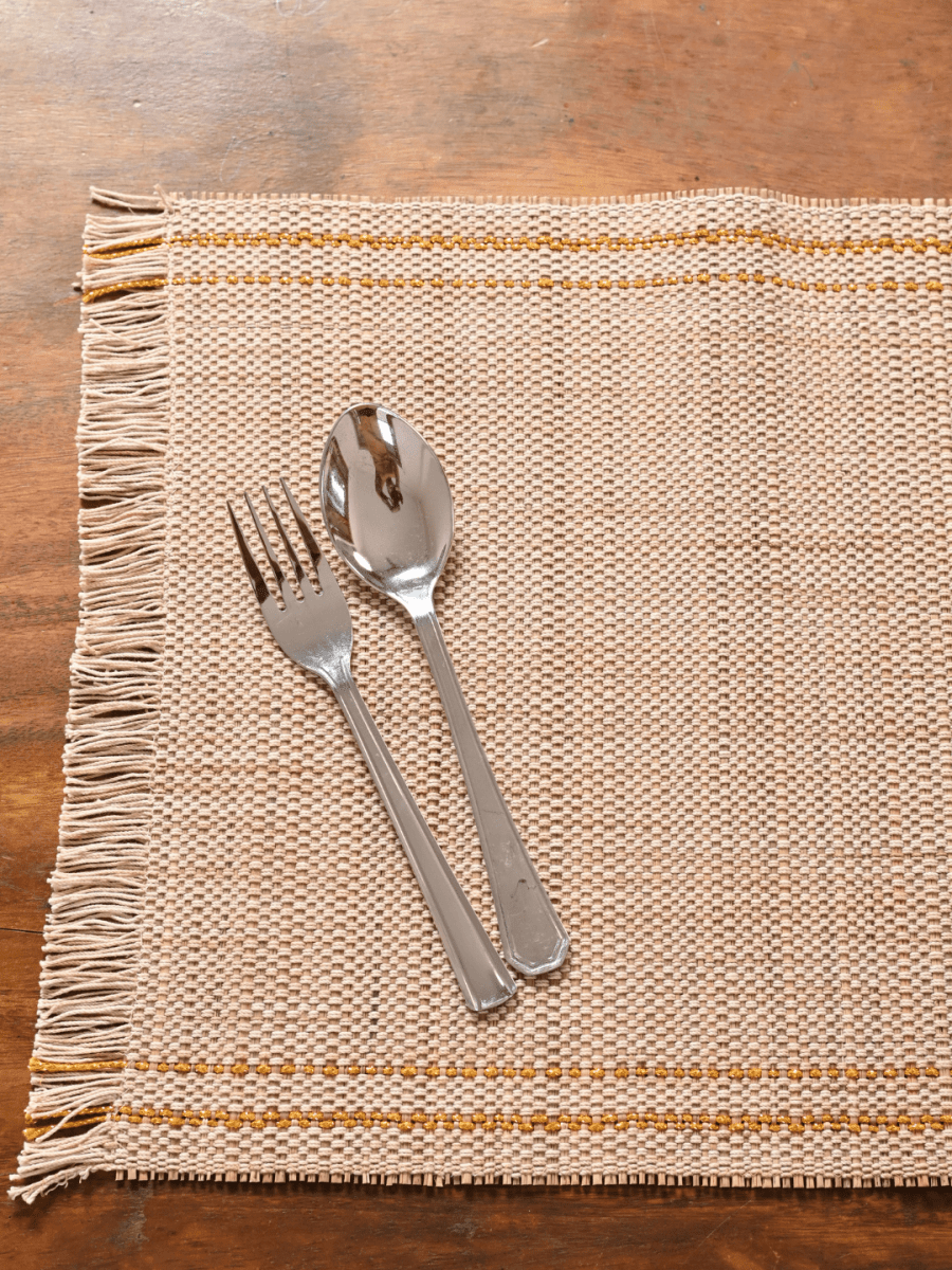 Handmade Madurkathi Tablemat - Zari - Kadam Haat