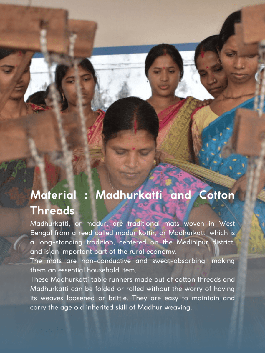 Handmade Mini Roll - up Madurkathi Bag - Blue - Kadam Haat