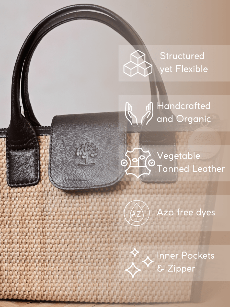 Handmade Mini Roll - up Madurkathi Bag - Natural - Kadam Haat