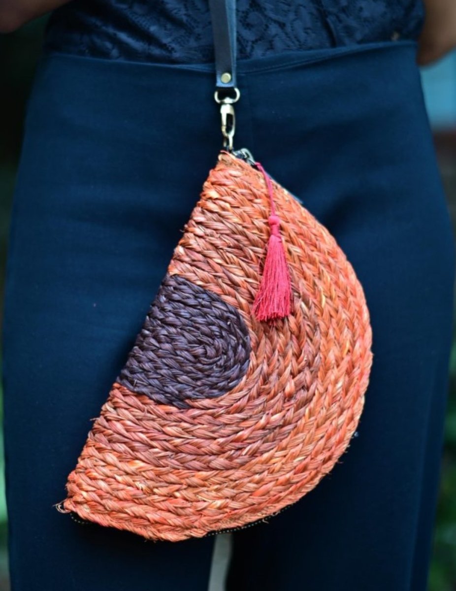 Handmade Moon Clutch - Orange - Kadam Haat