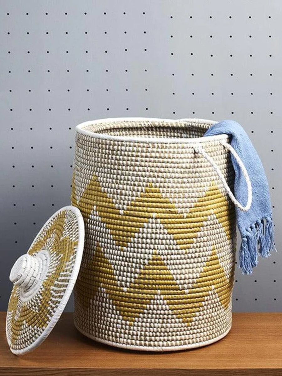 Handmade Moonj Grass Laundry Basket - Kadam Haat