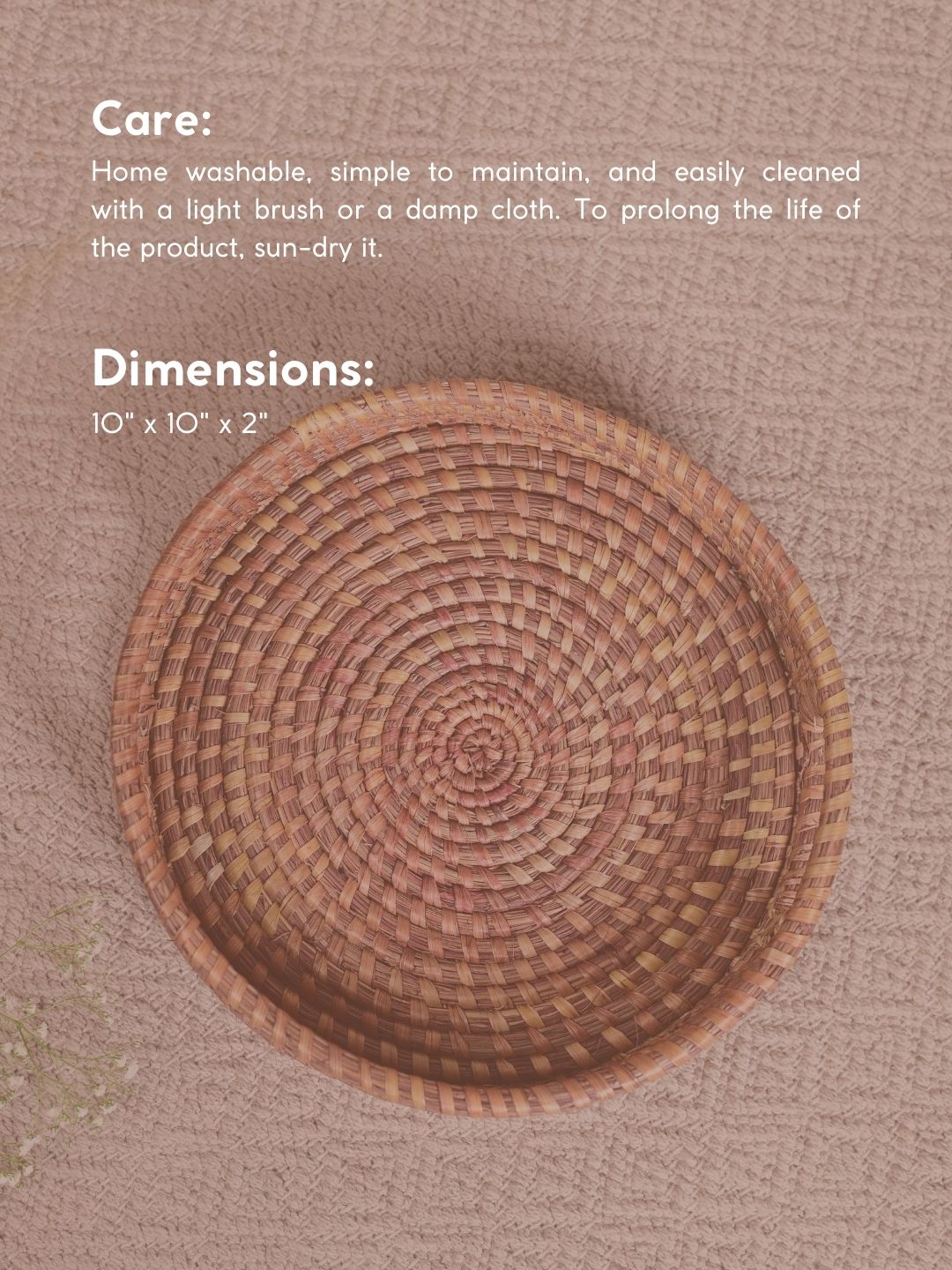Handmade Moonj Round Tray - Natural - Kadam Haat