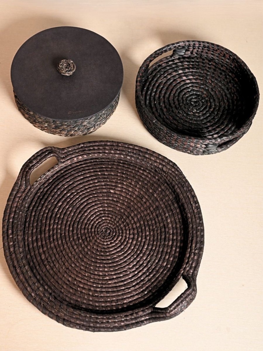 Handmade Moonj & Sabai Tableware Set - Kadam Haat