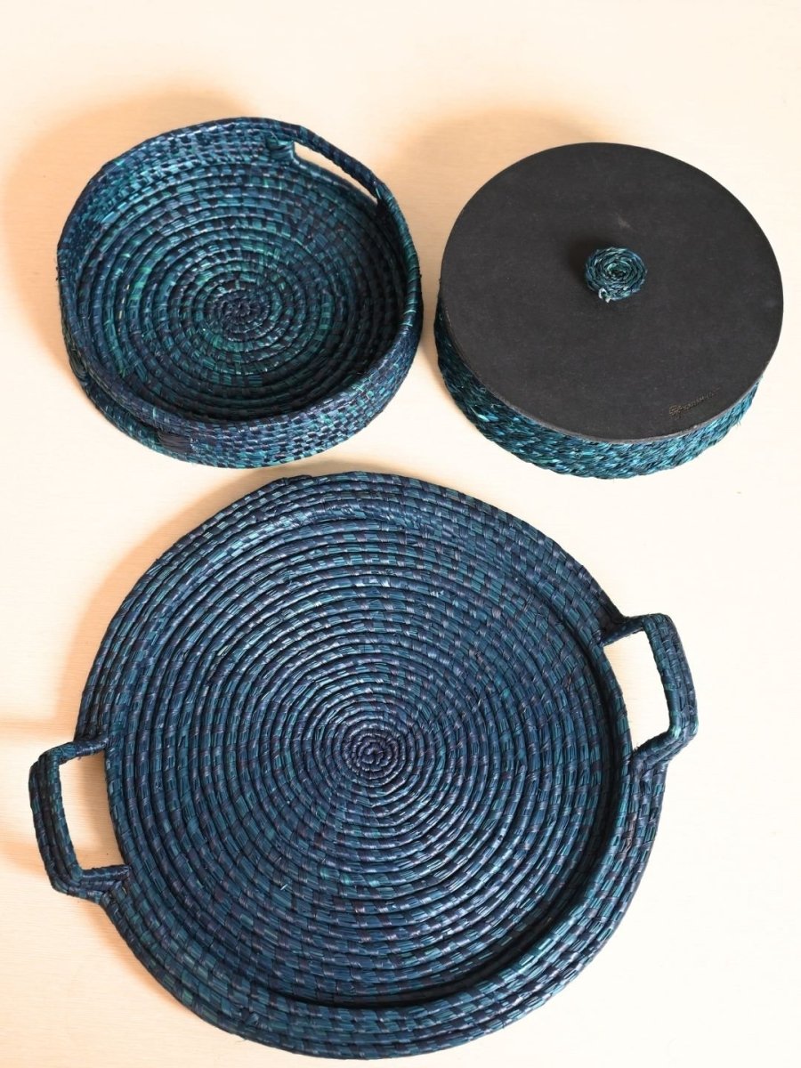 Handmade Moonj & Sabai Tableware Set - Kadam Haat