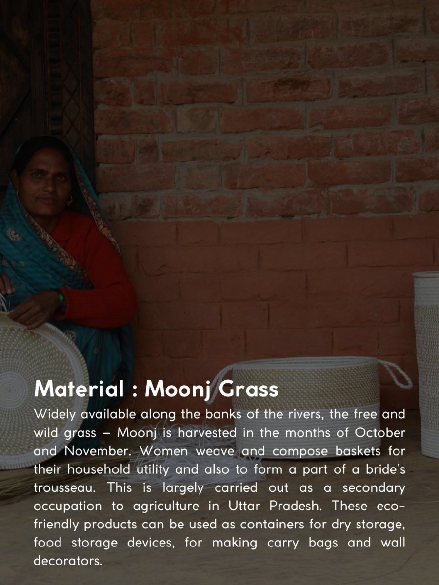 Handmade Moonj Two Tier Basket - Black - Kadam Haat