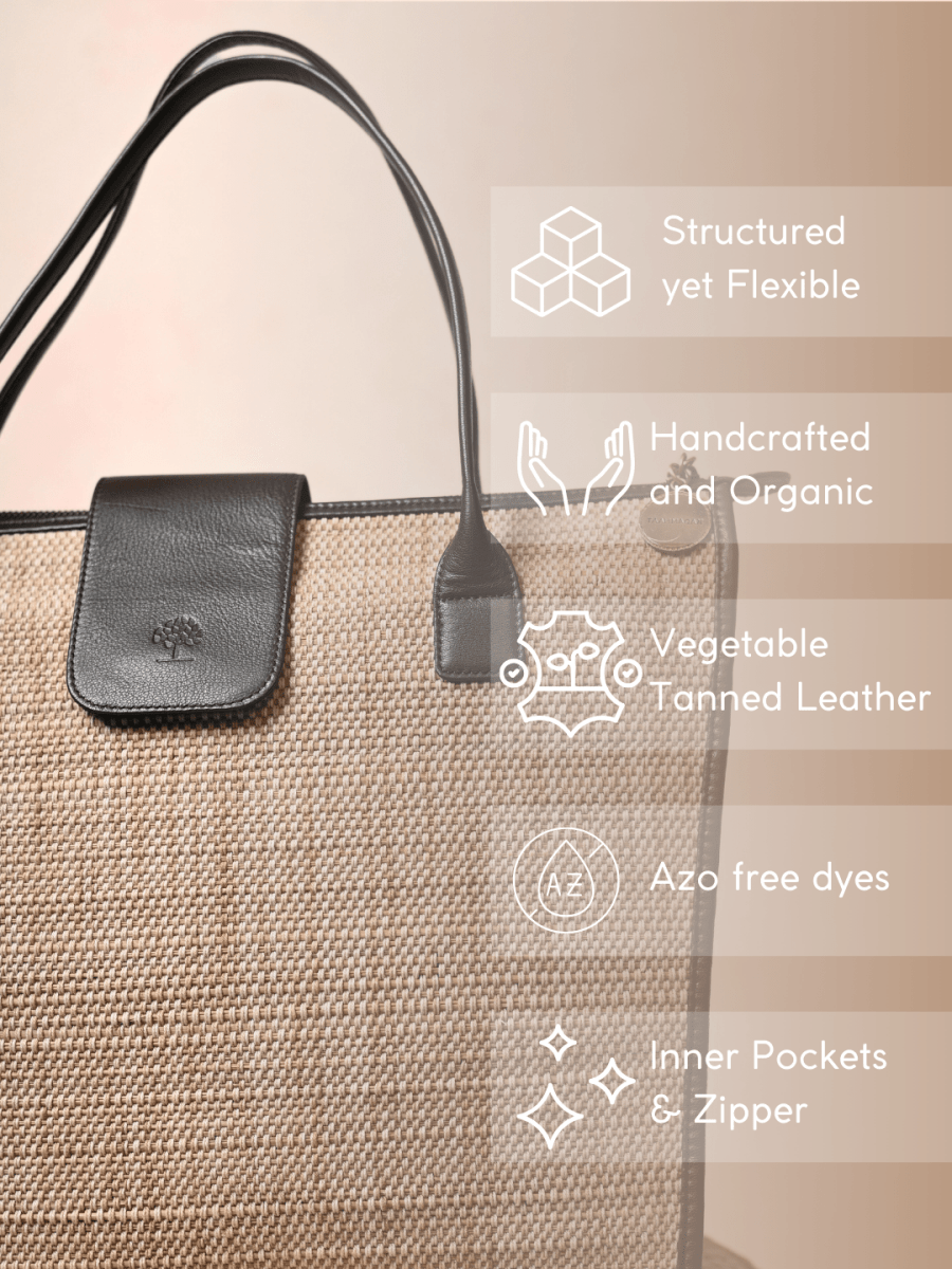 Handmade Roll - up Madurkathi Bag - Natural - Kadam Haat